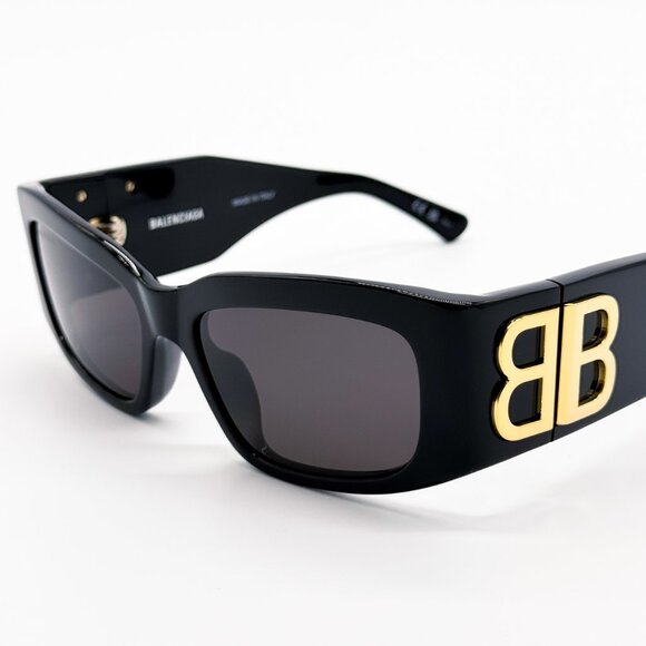 NEW BALENCIAGA BB0360S 005 SUNGLASSES UNISEX BLACK RECTANGULAR BALENCIAGA